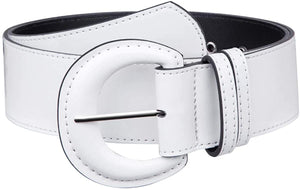 Vintage Wide Patent Chunky Buckle Grommet Cinch Black High Waist Belt for Women