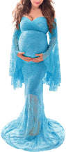 Load image into Gallery viewer, Off Shoulder for Photo Shoot Lace Maternity Blue Maxi Dress