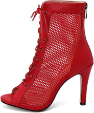 Load image into Gallery viewer, Red Leather Lace-Up Classic Gladiator Booties