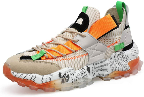 Orange Unisex Breathable Knitted Mesh Running Shoes