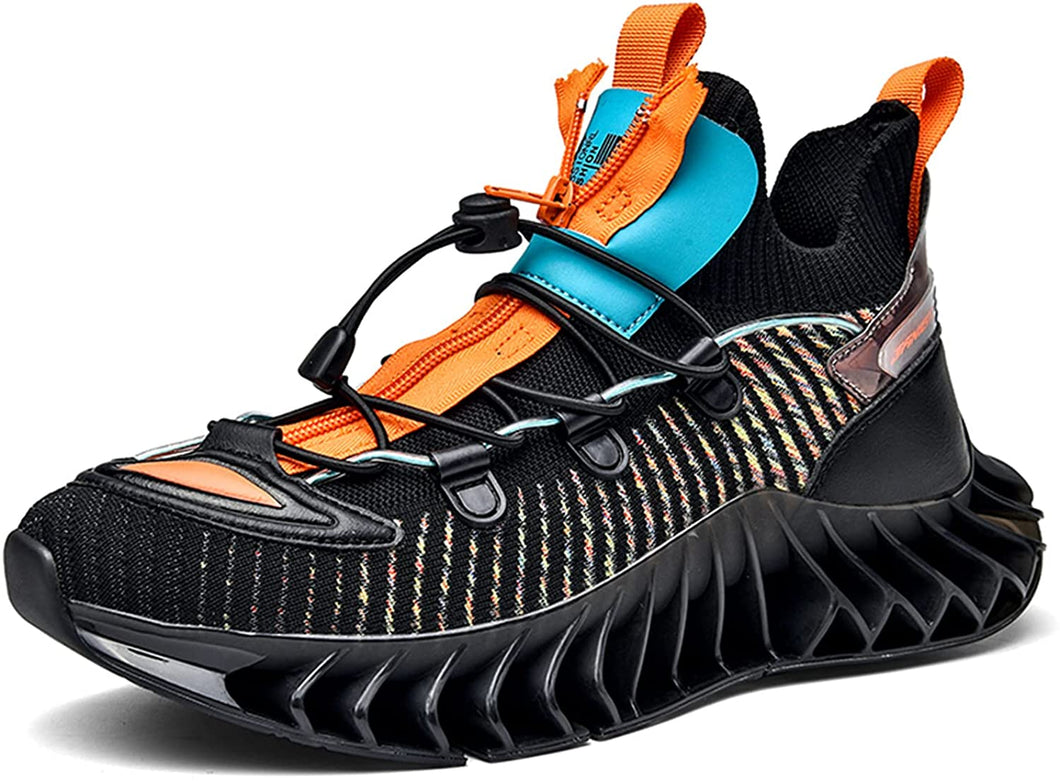 Zip Black Unisex Breathable Mesh Running Shoes
