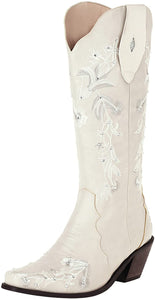 Western Fashion Apricot Wide Calf Cowgirl Boots