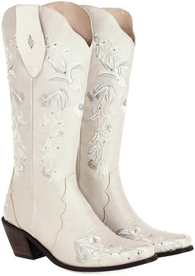 Western Fashion Apricot Wide Calf Cowgirl Boots