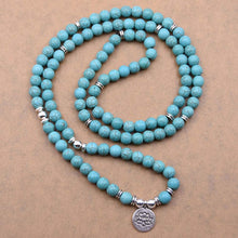 Load image into Gallery viewer, Emma Green Turquoise Natural Beads With Lotus Charm