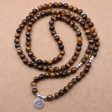 Load image into Gallery viewer, Emma Brown Tiger Eye Natural Beads With Lotus Charm