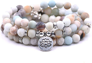 Emma Amazonite Natural Beads With Lotus Charm