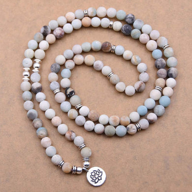 Emma Amazonite Natural Beads With Lotus Charm