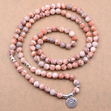 Load image into Gallery viewer, Emma Red Line Agate Natural Beads With Lotus Charm