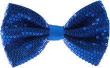 Load image into Gallery viewer, Sequin Blue Pre-Tied Adjustable Length Bowtie