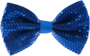 Sequin Blue Pre-Tied Adjustable Length Bowtie