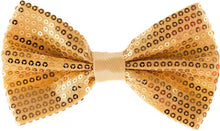 Load image into Gallery viewer, Sequin Gold Pre-Tied Adjustable Length Bowtie