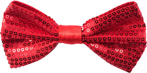 Sequin Red Pre-Tied Adjustable Length Bowtie