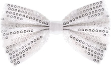 Load image into Gallery viewer, Sequin Silver Pre-Tied Adjustable Length Bowtie