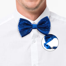 Load image into Gallery viewer, Sequin Blue Pre-Tied Adjustable Length Bowtie