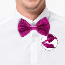 Load image into Gallery viewer, Sequin Hot Pink Pre-Tied Adjustable Length Bowtie