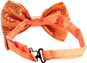 Sequin Orange Pre-Tied Adjustable Length Bowtie