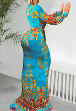Load image into Gallery viewer, Bohemian Floral V Neck Wrap Long Sleeve Maxi Dress