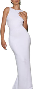 Summer Sleeveless White Bodycon Maxi Dress
