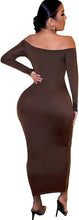 Load image into Gallery viewer, Plush Black Wrap Off Shoulder Long Sleeve Bodycon Maxi Dress