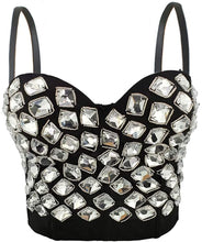 Load image into Gallery viewer, Glittery Push Up Bustier Red Bead Club Party Crop Top Vest
