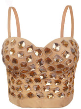 Load image into Gallery viewer, Glittery Push Up Bustier Silver Bead Club Party Crop Top Vest