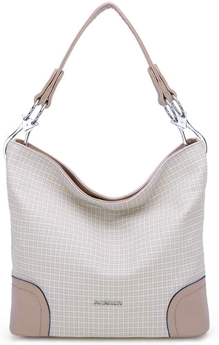 Beige Large Unique Shoulder Tote Handbag