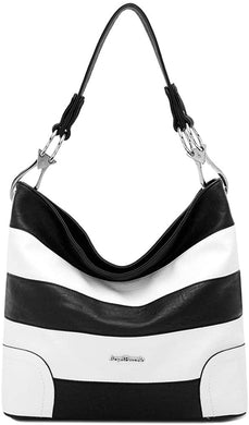 Black Stripes Large Unique Shoulder Tote Handbag