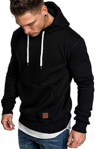 Pullover Hoodie Black Long Sleeve Sweatshirts with Pocket