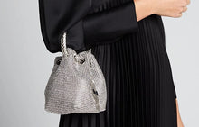 Load image into Gallery viewer, Silver Rhinestone Sparkly Bucket Drawstring Purse
