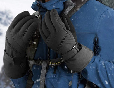 Black Ski Snowboard Cold Weather Gloves for Men