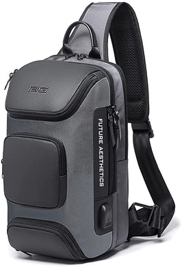 Outdoor Crossbody Gray Sling Bag with USB Charging Port