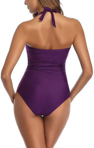 Purple Tummy Control One Piece Swimsuit