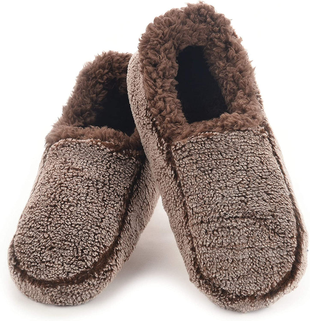 Men's Brown Two Tone Fleece Lined Comfortable Slippers