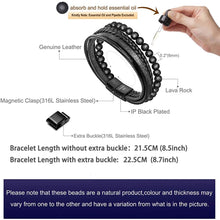 Load image into Gallery viewer, Beaded Lifestyle Carbon Black Onyx Bead Leather Bracelet for Men