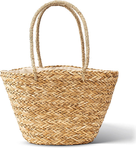 Dark Yellow Straw Beach Tote Handwoven Bag