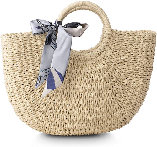 Straw Beige Beach Tote Handwoven Bag