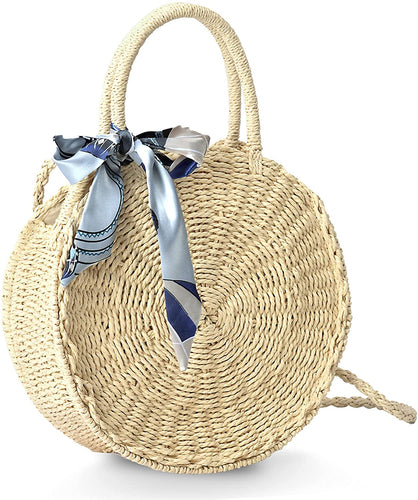 Light White Straw Beach Tote Handwoven Bag