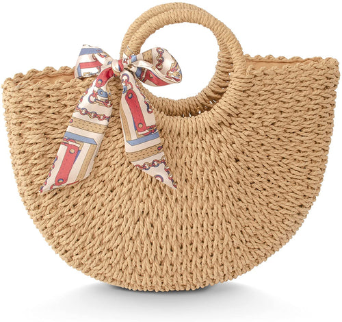 Straw Khaki Beach Tote Handwoven Bag