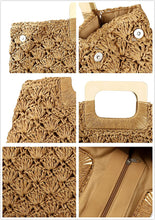 Load image into Gallery viewer, Hand Woven Apricot Straw Tote Beach Bag with Lining Pockets