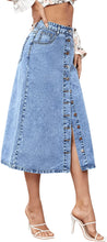 Load image into Gallery viewer, Cavalier Light Wash High Waist A-Line Denim Skirt