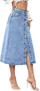 Cavalier Light Wash High Waist A-Line Denim Skirt