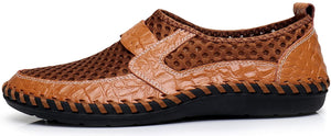 Men's Mocha Brown Honeycomb Leather Loafers