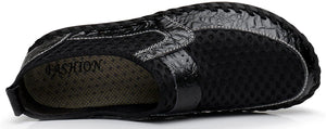 Men's Black Honeycomb Leather Loafers
