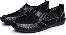 Load image into Gallery viewer, Men&#39;s Black Honeycomb Leather Loafers