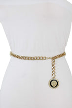 Load image into Gallery viewer, Women Waist Hip Gold Metal Chain Fashion Belt Coin Lion Charm Buckle