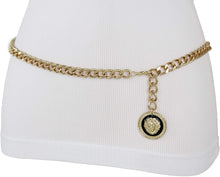 Load image into Gallery viewer, Women Waist Hip Gold Metal Chain Fashion Belt Coin Lion Charm Buckle