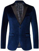 Load image into Gallery viewer, Men&#39;s Azure Blue Velvet Blazer Sport Blazer