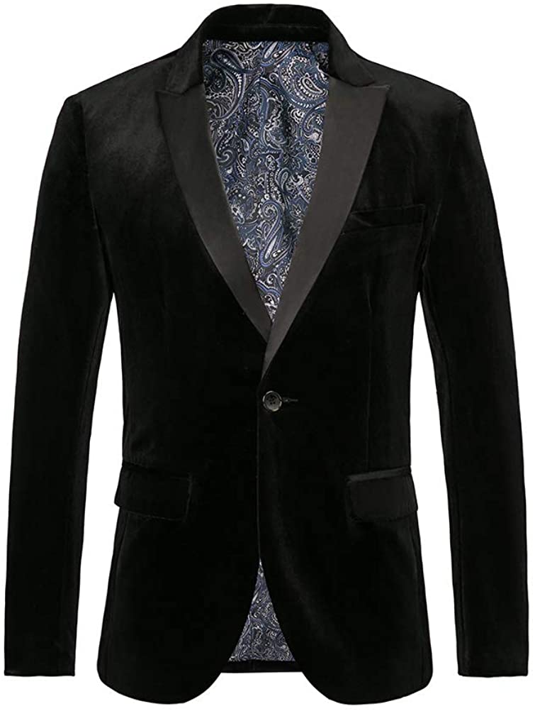 Men's Black Velvet Long Sleeve Sports Blazer