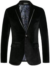 Load image into Gallery viewer, Men&#39;s Black Paisley Velvet Long Sleeve Sports Blazer