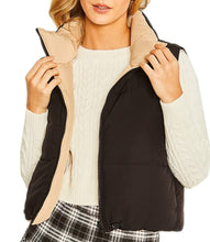 Load image into Gallery viewer, Stand Collar Black Padded Lightweight Reversible Puffer Vest